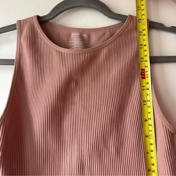 Ardene basic ribbed cropped tank top xs/small mauve pink recycled nylon blend - Picture 4 of 7